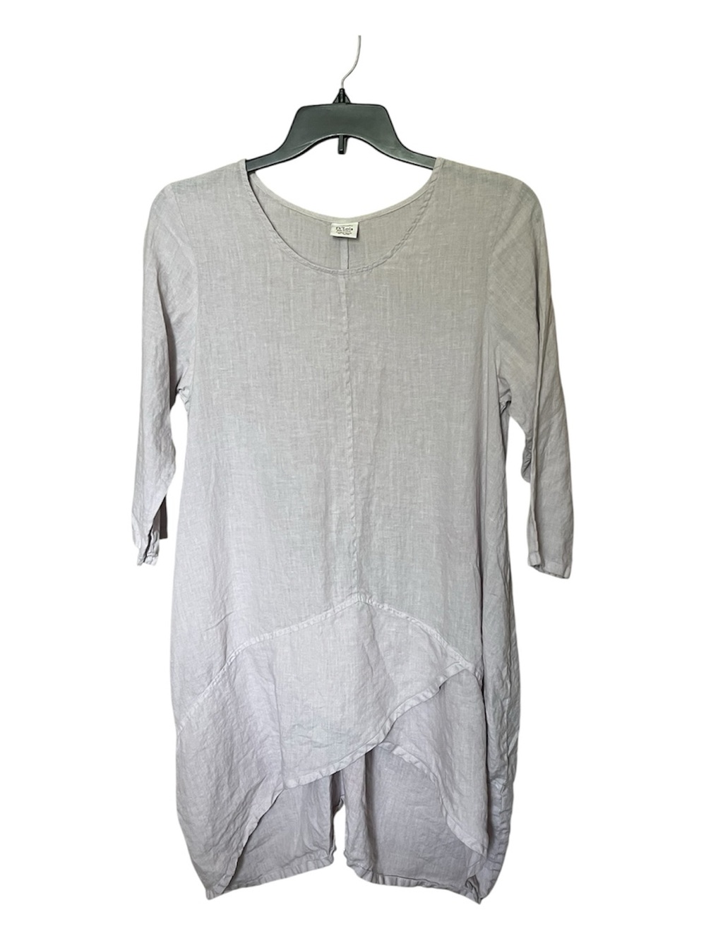 Et'Lois Light Linen Victoria Tulip Hem Tunic Top Shirt Light Lilac Size Medium